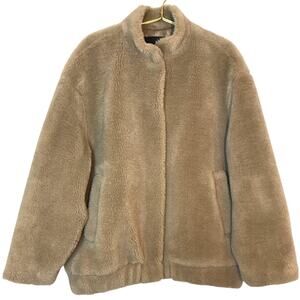 Zara Tan Sherpa Oversized Snap Front Jacket XS / S